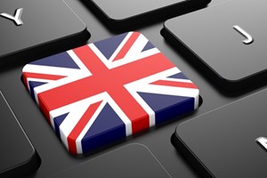Flagget til Storbritannia på en av tastene på et tastatur.